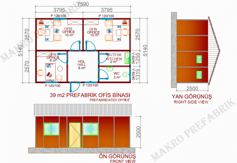 39m² Prefabrik Ofis