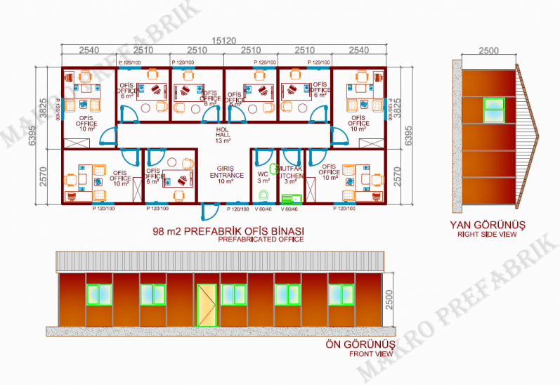 98m² Prefabrik Ofis