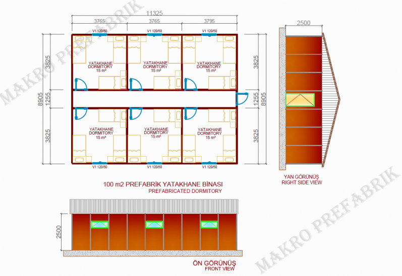 100m² Prefabrik Yatakhane