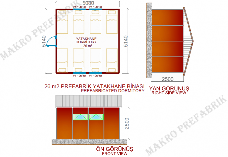 26m² Prefabrik Yatakhane